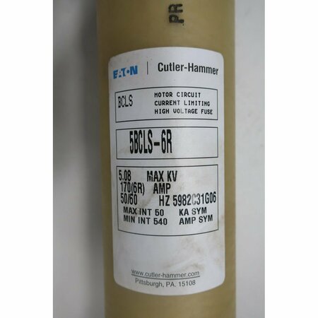 Eaton Cutler-Hammer CURRENT LIMITING HIGH 6R 170A AMP 5.08KV-AC MEDIUM VOLTAGE FUSE 5BCLS-6R